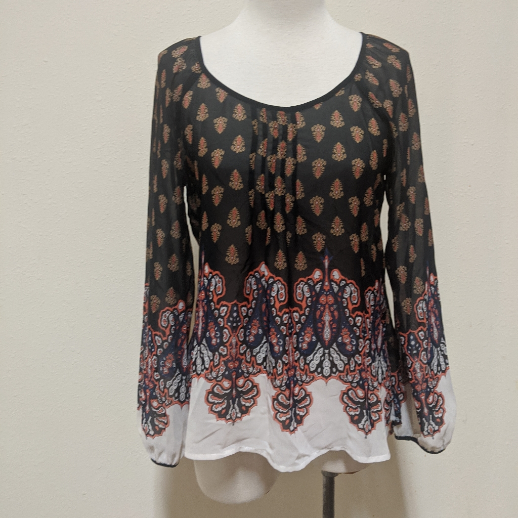 Blu Pepper Black And White Blouse With Red Accents